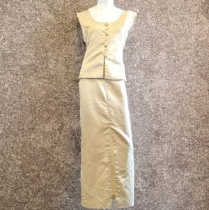 80s Satin Soft gold dress